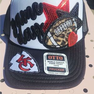 OTTO Black and Red Trucker Hat with Football Design